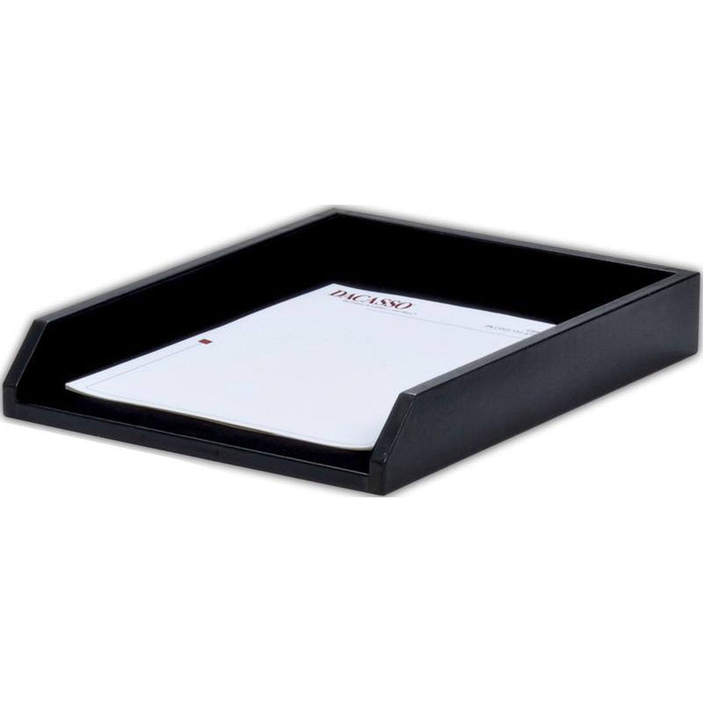 Black Leather Front-Load Letter Tray E693