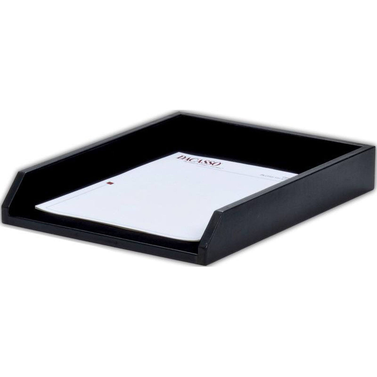 Black Leather Front-Load Letter Tray E693