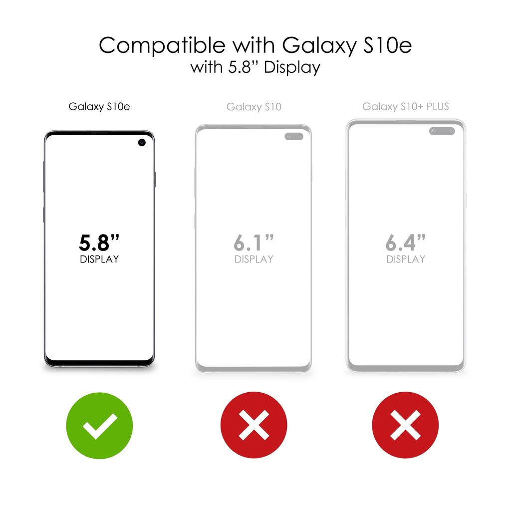 Clear Shockproof Hybrid Case for Samsung Galaxy S10e with TPU Bumper Acrylic Back Tempered Glass Screen Protector X2072