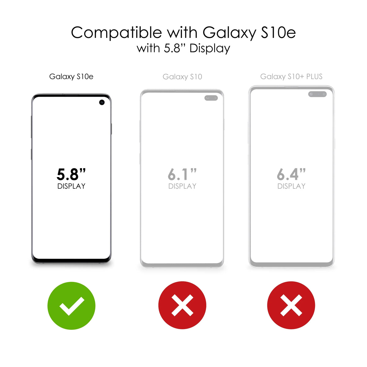 Clear Shockproof Hybrid Case for Samsung Galaxy S10e with TPU Bumper Acrylic Back Tempered Glass Screen Protector X2072