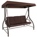 3-Seat Converting Outdoor Patio Swing with Canopy, Brown O598