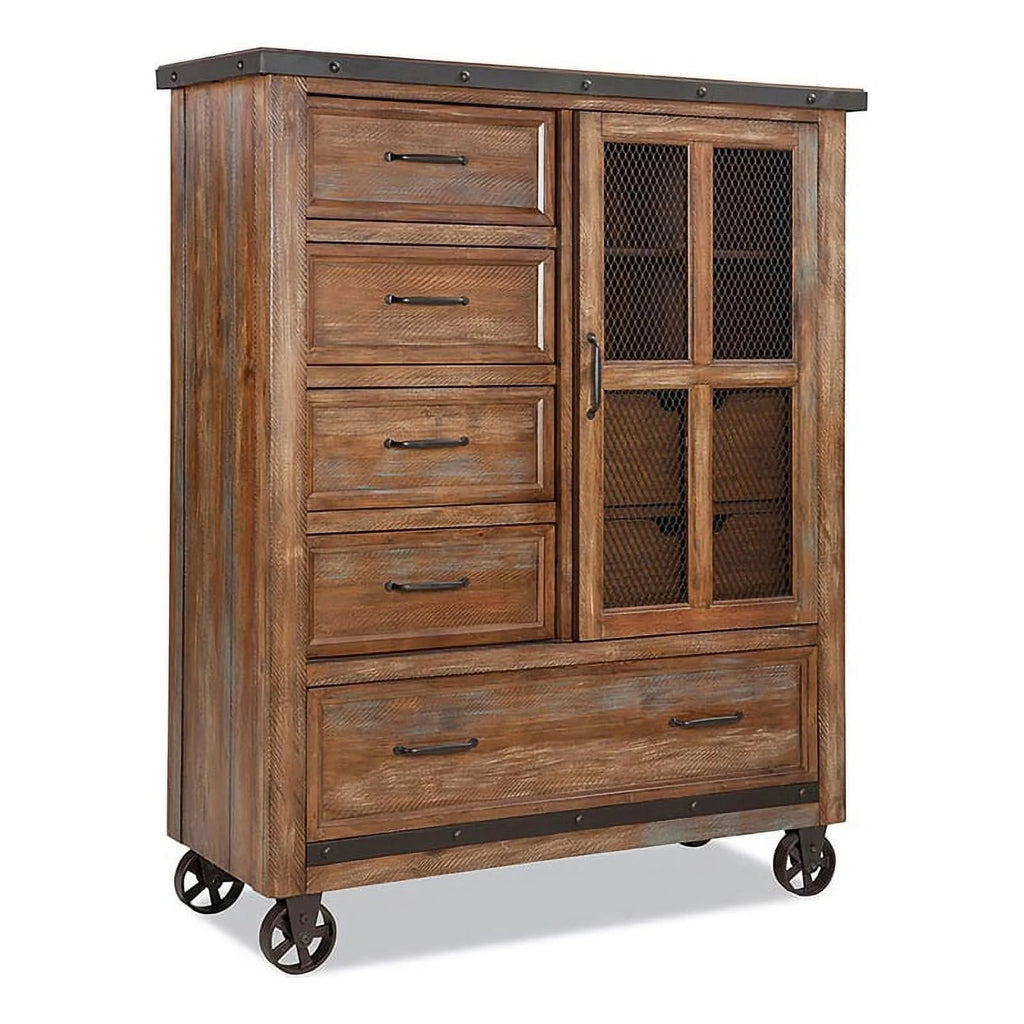 Brown 5-Drawer Wood Chest J65155