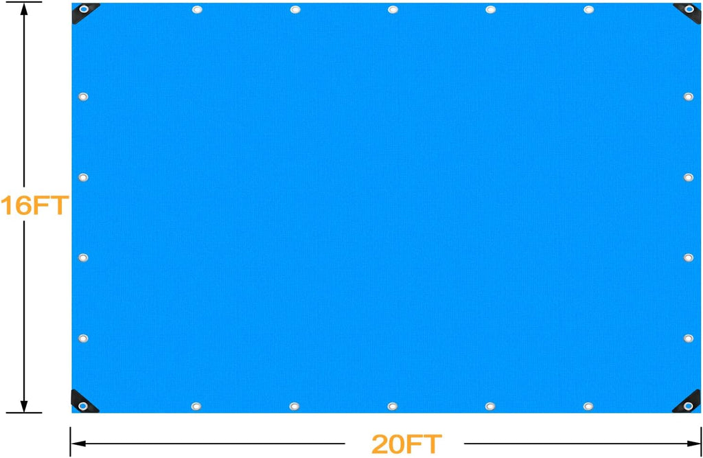 16 Mil Heavy Duty Waterproof Blue Poly Tarp with Metal Grommets Z78597