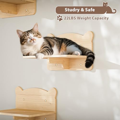16 Pcs Wall Mounted Cat Shelves with Bed and Scratching Post A515407