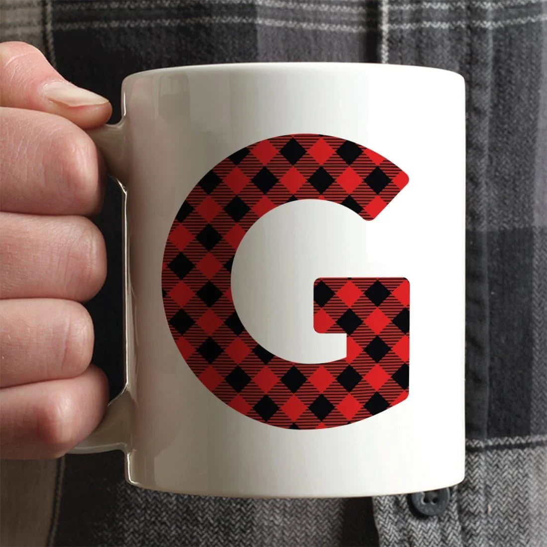 Hot Chocolate Coffee Mug Gift, Red Plaid, 1-Pack N991