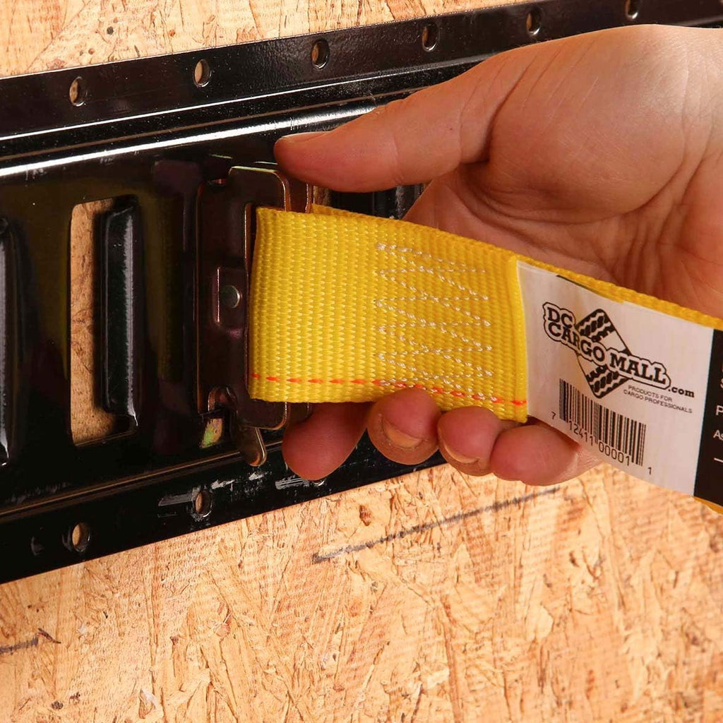 4 E-Track Ratcheting Straps Yellow Polyester Tie-Down Straps I529944