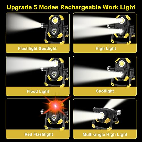 2 Pack Magnetic 6000 Lumen Rechargeable Folding Waterproof Led Work Light Y142322