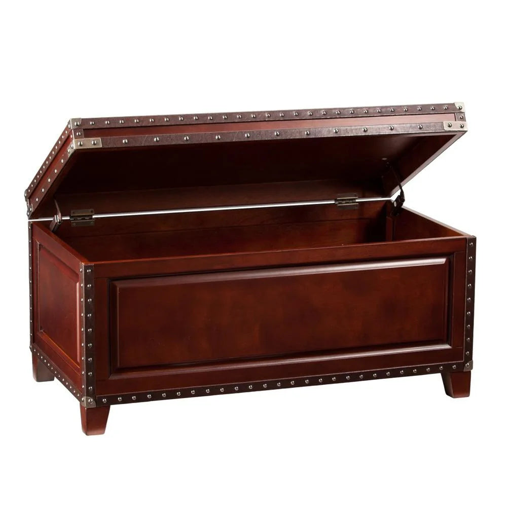 40 in. Solid Wood & Metal Rectangular Coffee Table, Brown D30092