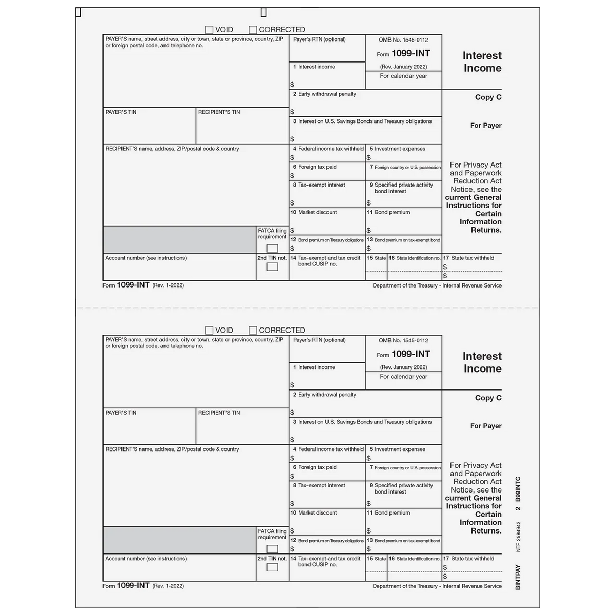 IRS Approved Tax Forms, 100/Pk R2646