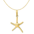 10K Yellow Gold Starfish Pendant Charm with 14K Yellow Gold Rope Chain Necklace 16'' M8639