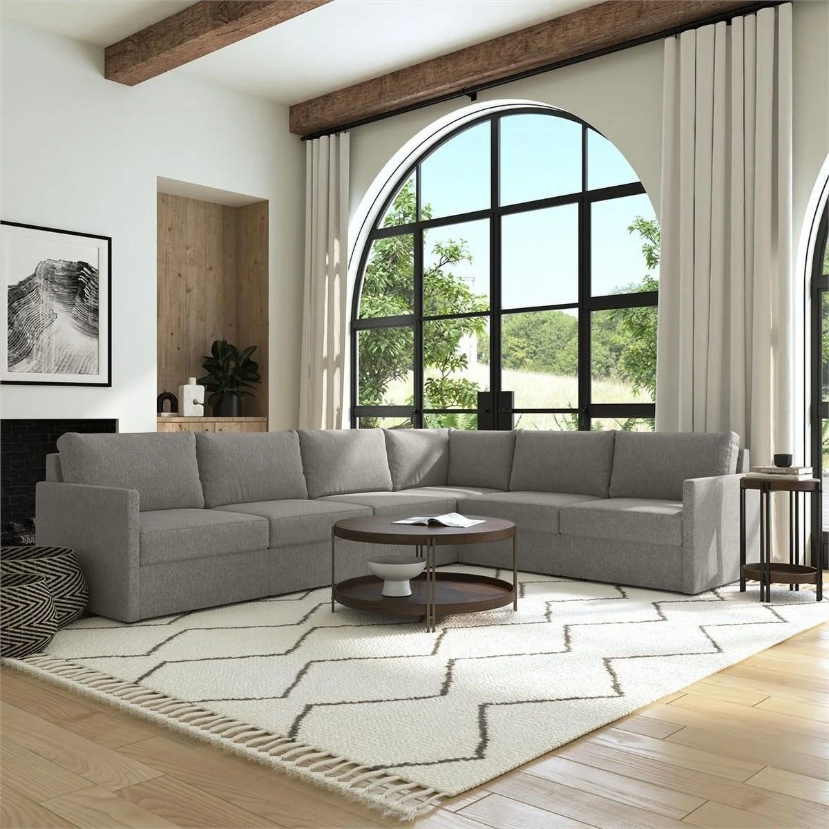 Gray 6 Seat Sectional with Performance Fabric K829009
