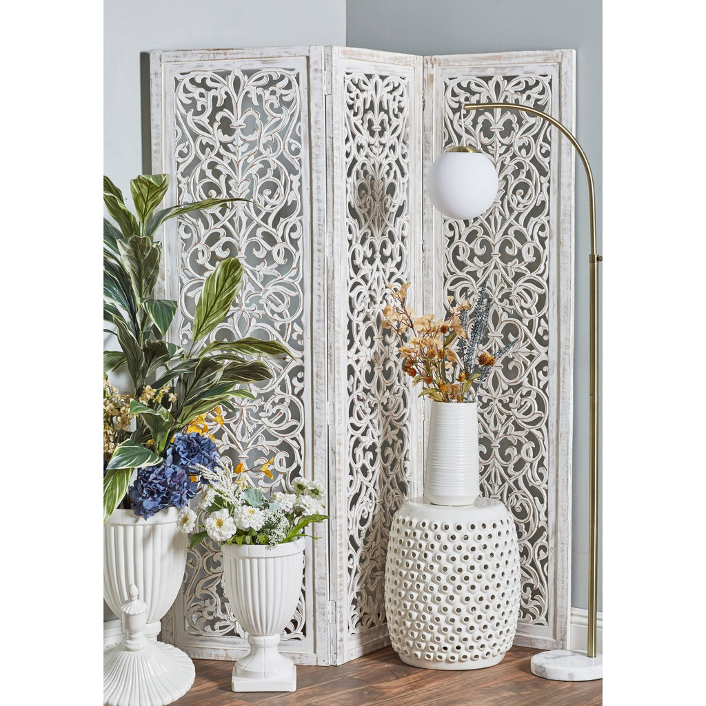 Whitewashed 3 Panel Room Divider A2336