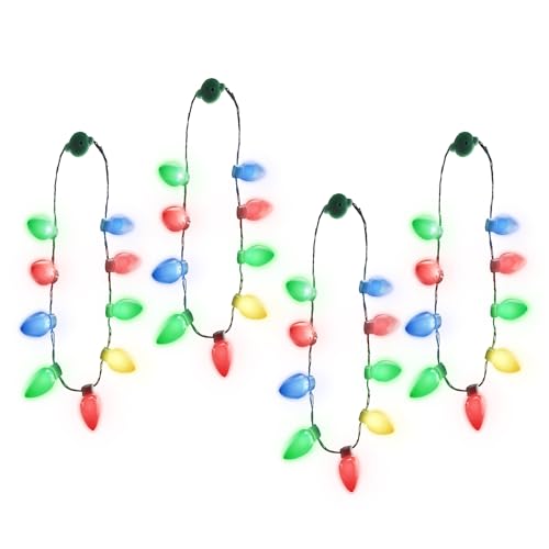 4 Pack LED Light Up Christmas Bulb Necklace Y518187