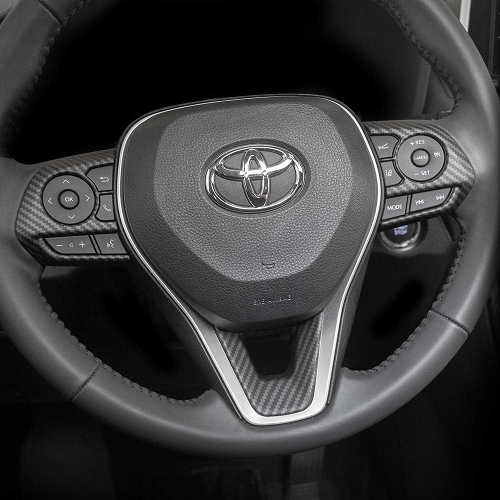 Gear Shift Panel Cover Trim Center Console Cup Holder Panel Frame Cover for Toyota Rav4 2019 2020 2021 2022 Glossy Carbon Fiber Pattern Y9667