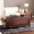 40 in. Solid Wood & Metal Rectangular Coffee Table, Brown D30092
