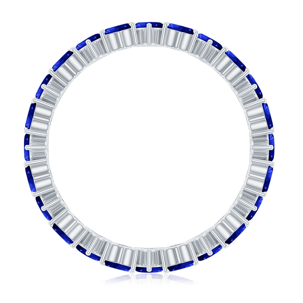 Heart Shape Lab Created Blue Sapphire Eternity Ring, 925 Sterling Silver Z98043