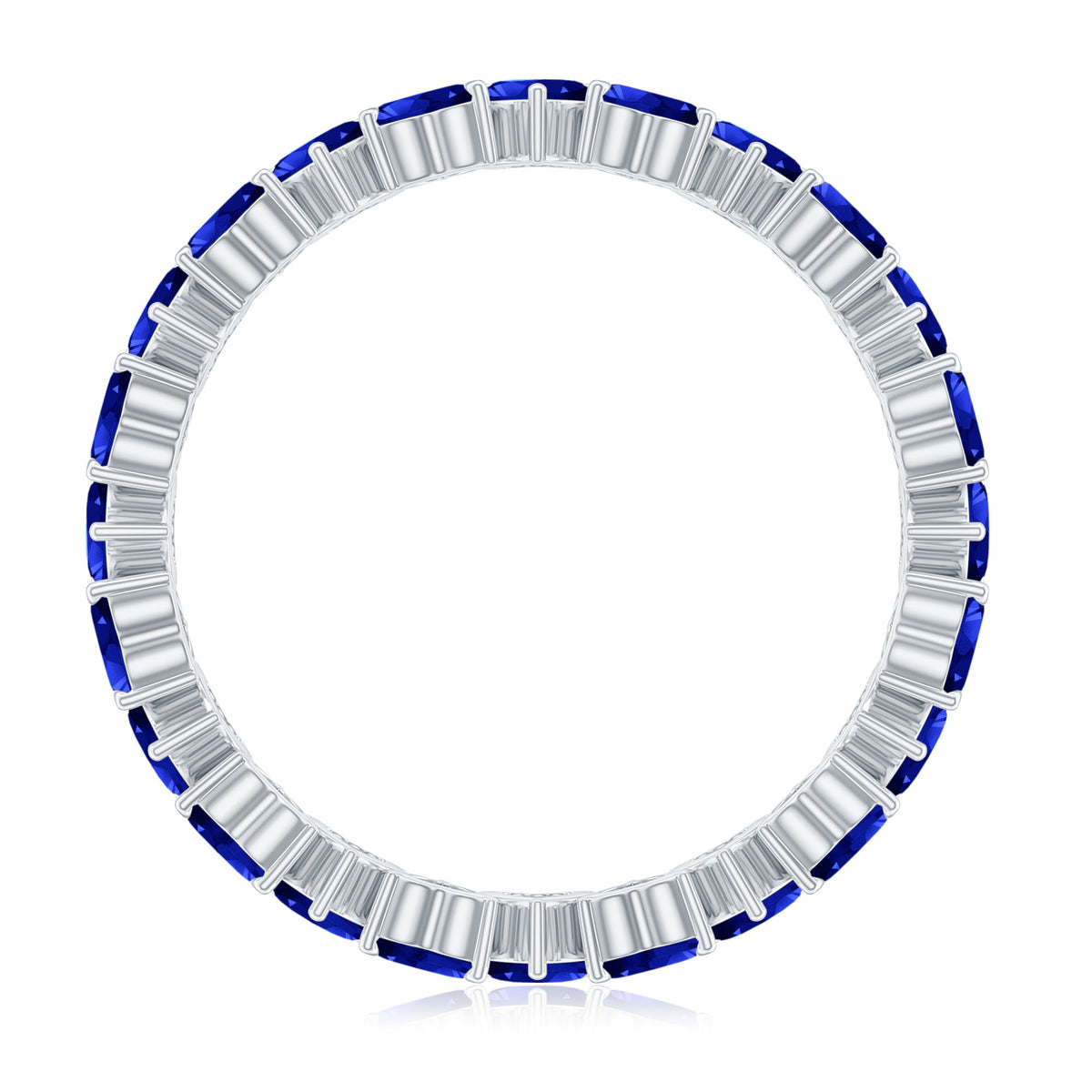 Heart Shape Lab Created Blue Sapphire Eternity Ring, 925 Sterling Silver Z98043