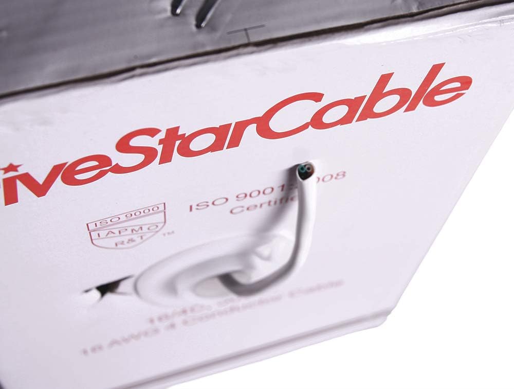 16/2 CMR Rated Solid Bare Copper 2 Conductors Audio Speaker Cable Wire White A9260