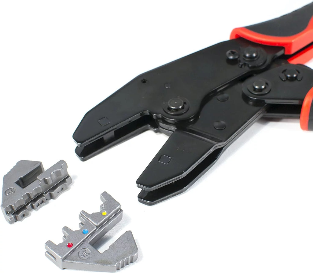 Interchangeable Ratcheting Terminal Crimper Set with Wire Strippers V8537
