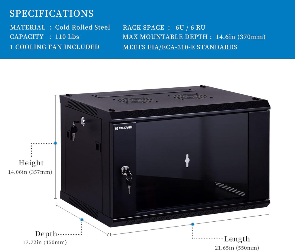 6U Wall Mount Server Cabinet Network Rack Enclosure V18532