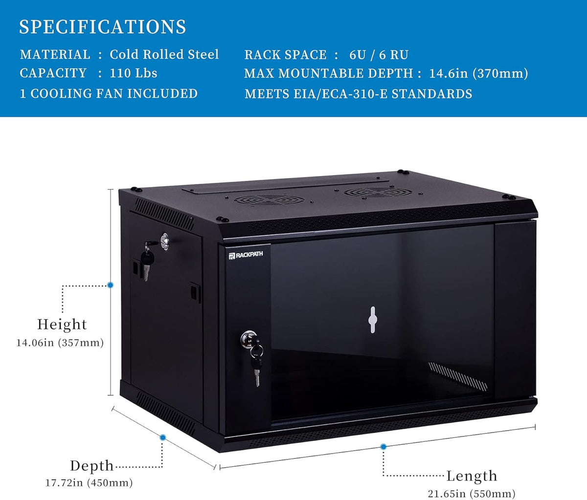 6U Wall Mount Server Cabinet Network Rack Enclosure V18532
