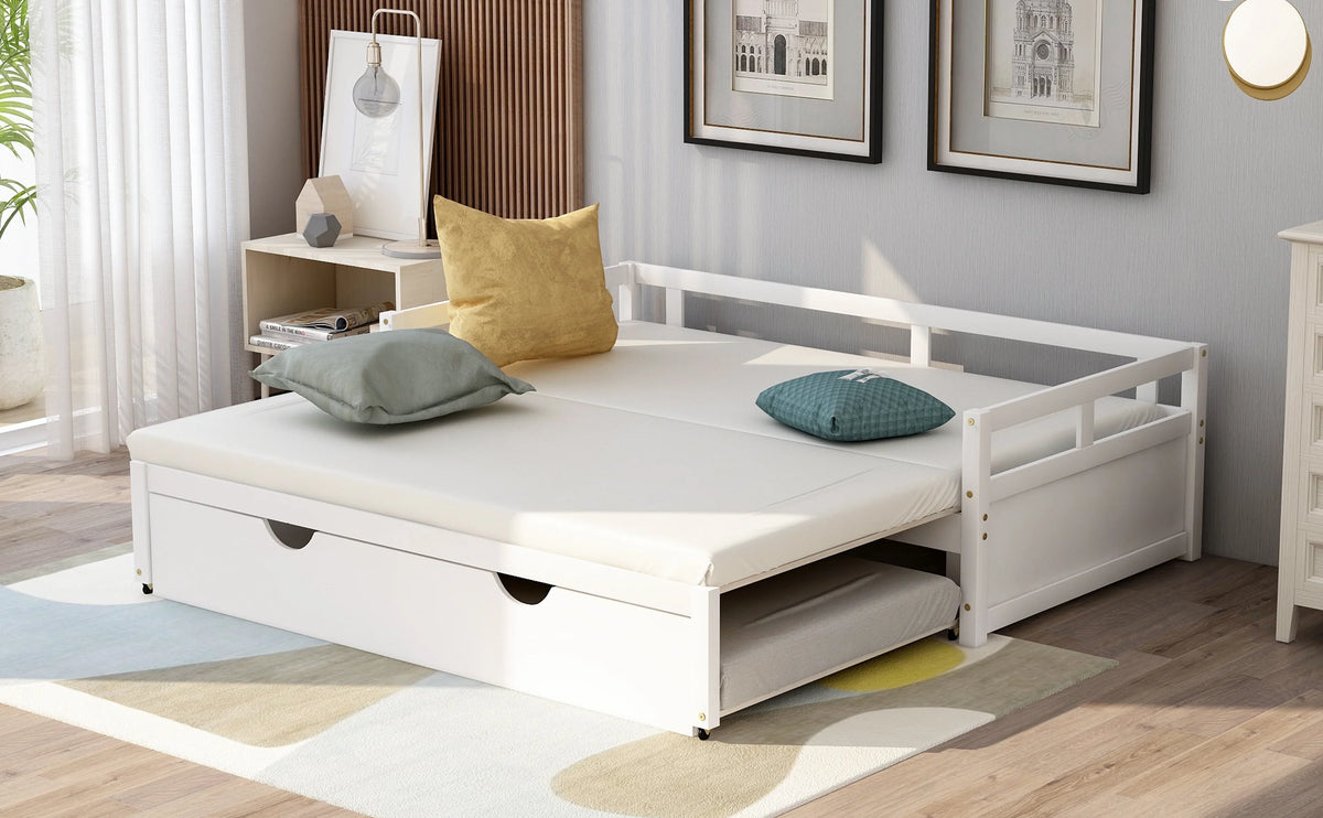 White Wooden Sofa Bed with Rollers R4551