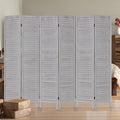 6 Panel Gray Wood Room Divider M34980