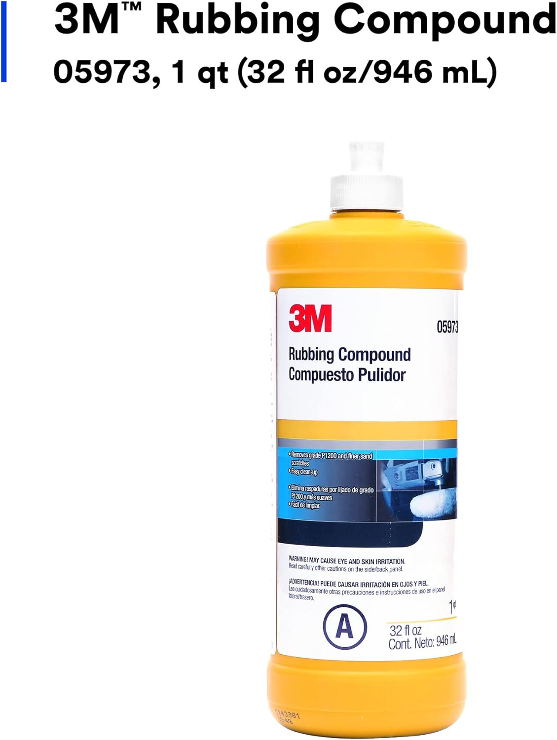3M Rubbing Compound, Liquid Formula, 1 qt (32 fl oz/946 mL) P524004