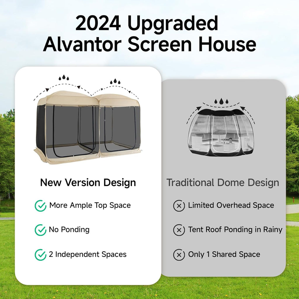 Beige 12' x 7.5' Pop Up Screen Tent Gazebo with Mesh Mosquito Netting Z59155