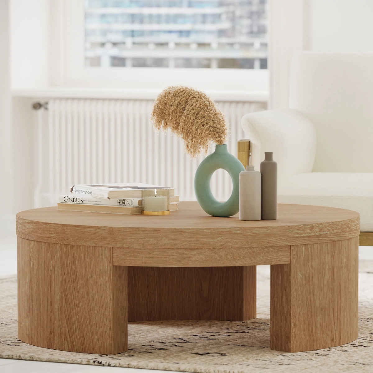 Round Coffee Table Warm Honey Finish Z3713