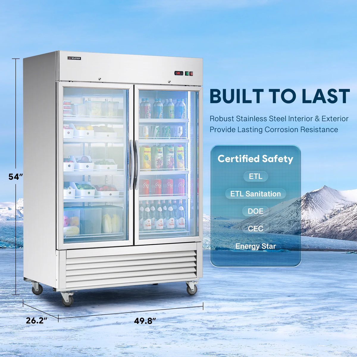 54" 2 Glass Door Display Refrigerator with 42.2 cu. ft. Capacity A510