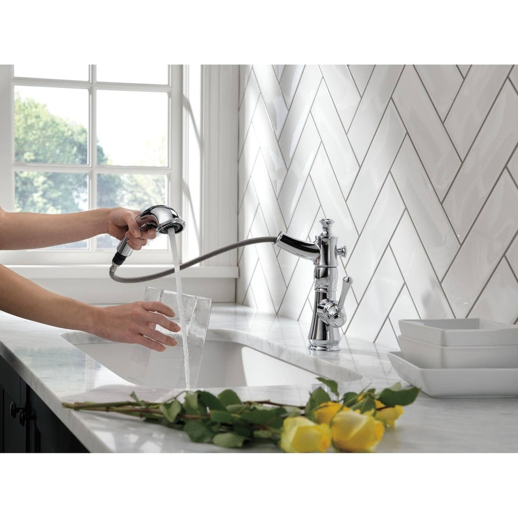Chrome Single Handle Pull-Out Kitchen Faucet F772