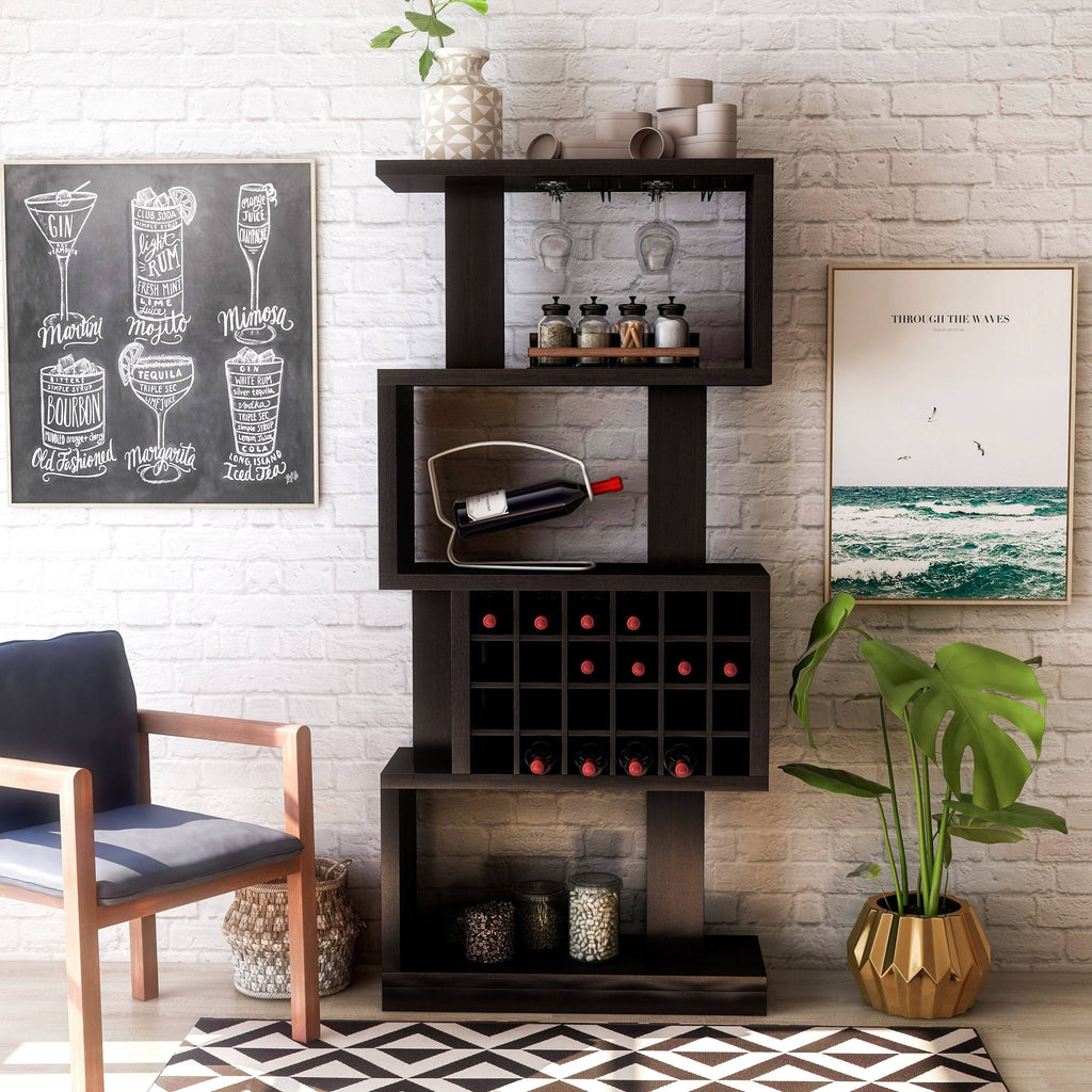 4-Tier Bar Cabinet Cappuccino Brown I932