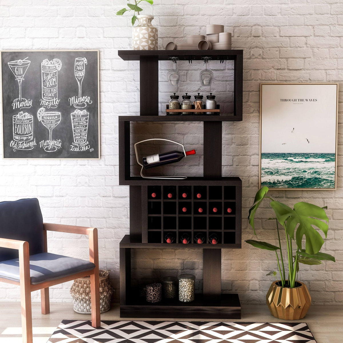 4-Tier Bar Cabinet Cappuccino Brown I932