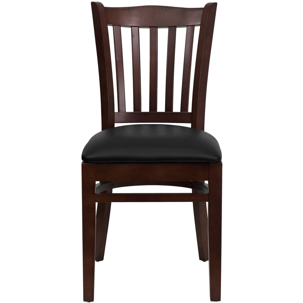 Brown and Black Vertical Slat Back Dining Chair Q173