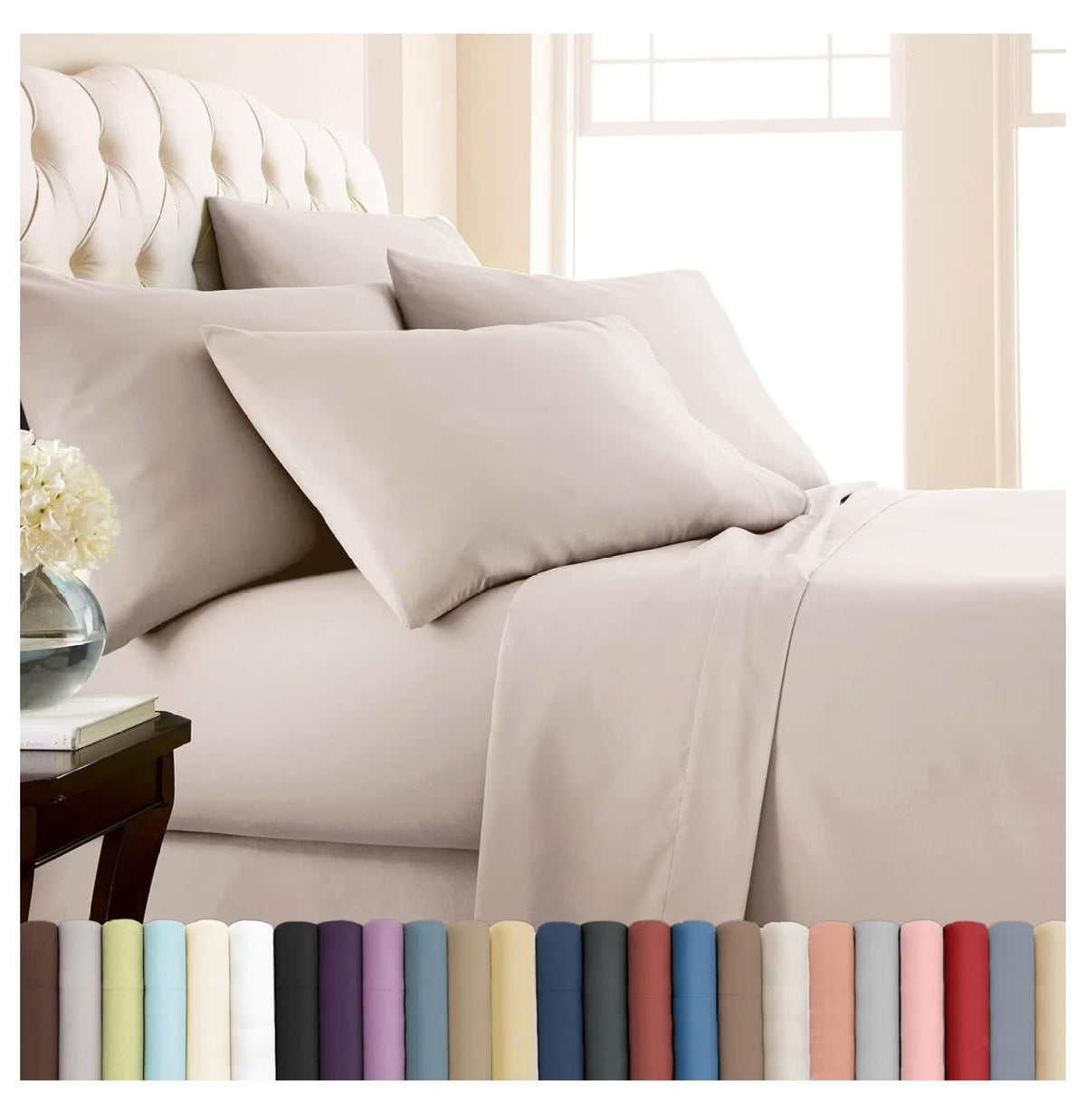 6-Piece Full Size Extra Deep Pocket Sheet Set with Flat and Fitted Sheet, 4 Pillowcases O26213