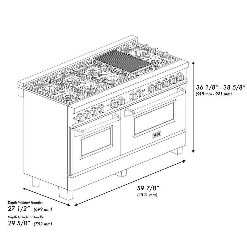 7 Burner Double Oven Dual Fuel Range in Stainless Steel R647