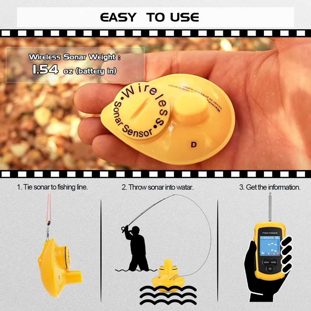 Castable Wireless Portable Fish Finder Sonar Detector Pack of 2 T58340