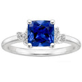 2.50 CT Cushion Blue Sapphire & Diamond Engagement Ring, White Gold Q864