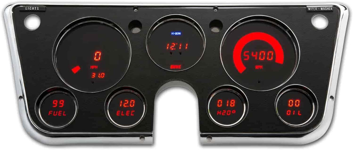 67 - 72 Chevy Truck Dash Panel Replacement Gauge with Bright Green LEDs M618