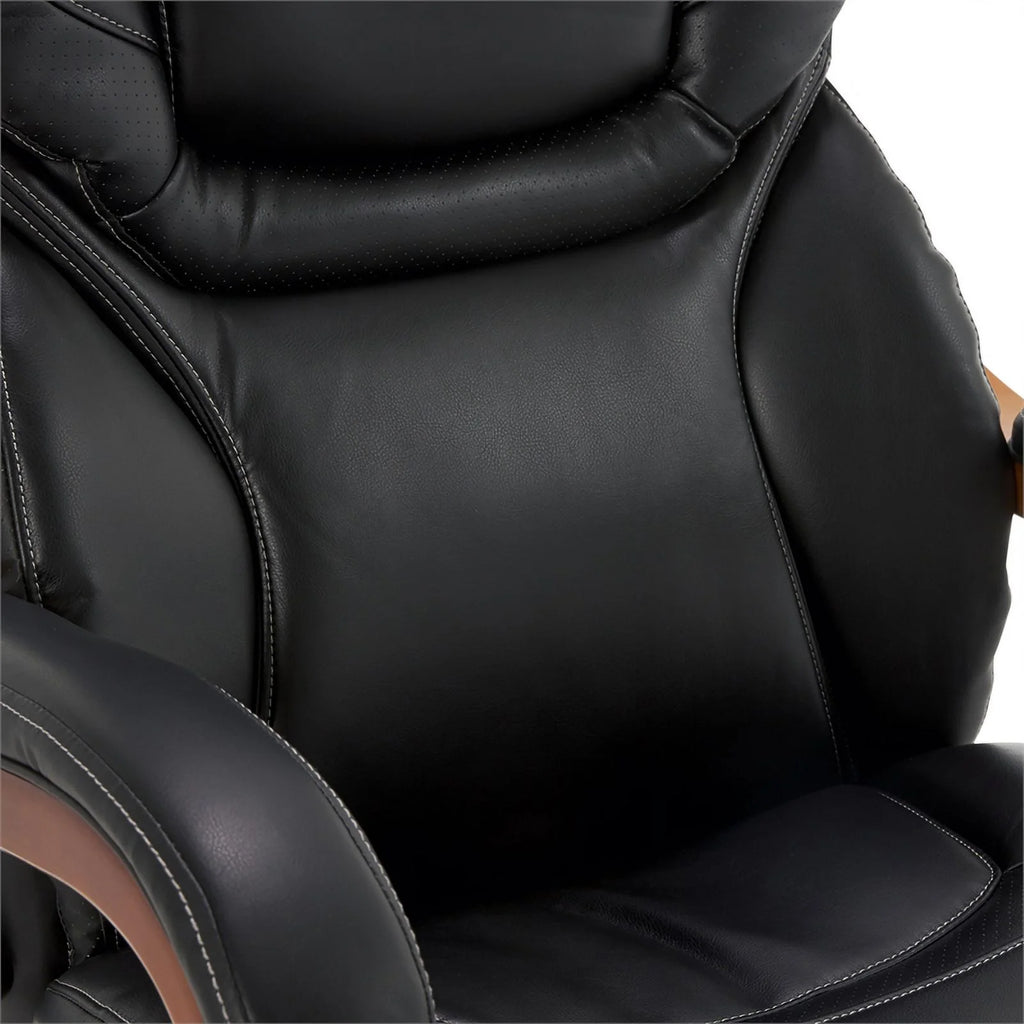 Big and Tall Executive Office Chair with Wood Accents Black N469