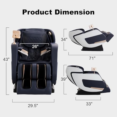4D Zero Gravity Heated Massage Chair Recliner with SL Track (Black) F643