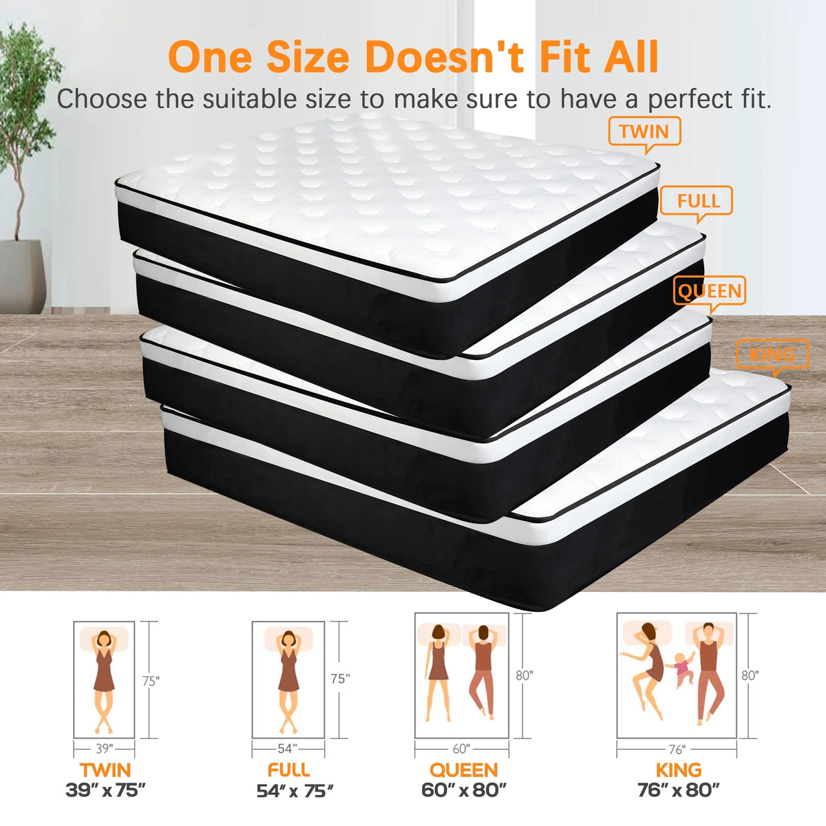 14 inch Gel Memory Foam Pocket Spring Hybrid Mattress L325437
