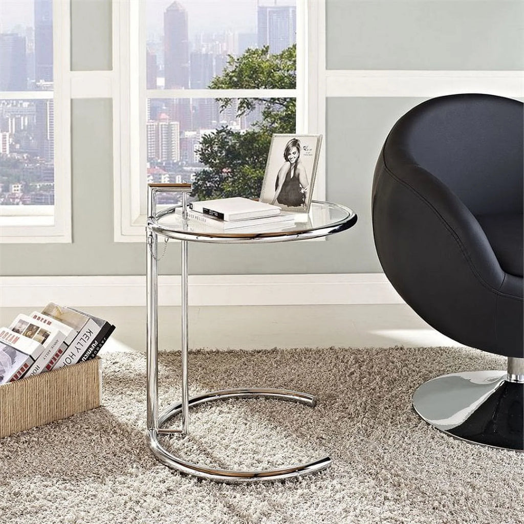 Adjustable Glass Top End Table Q5936