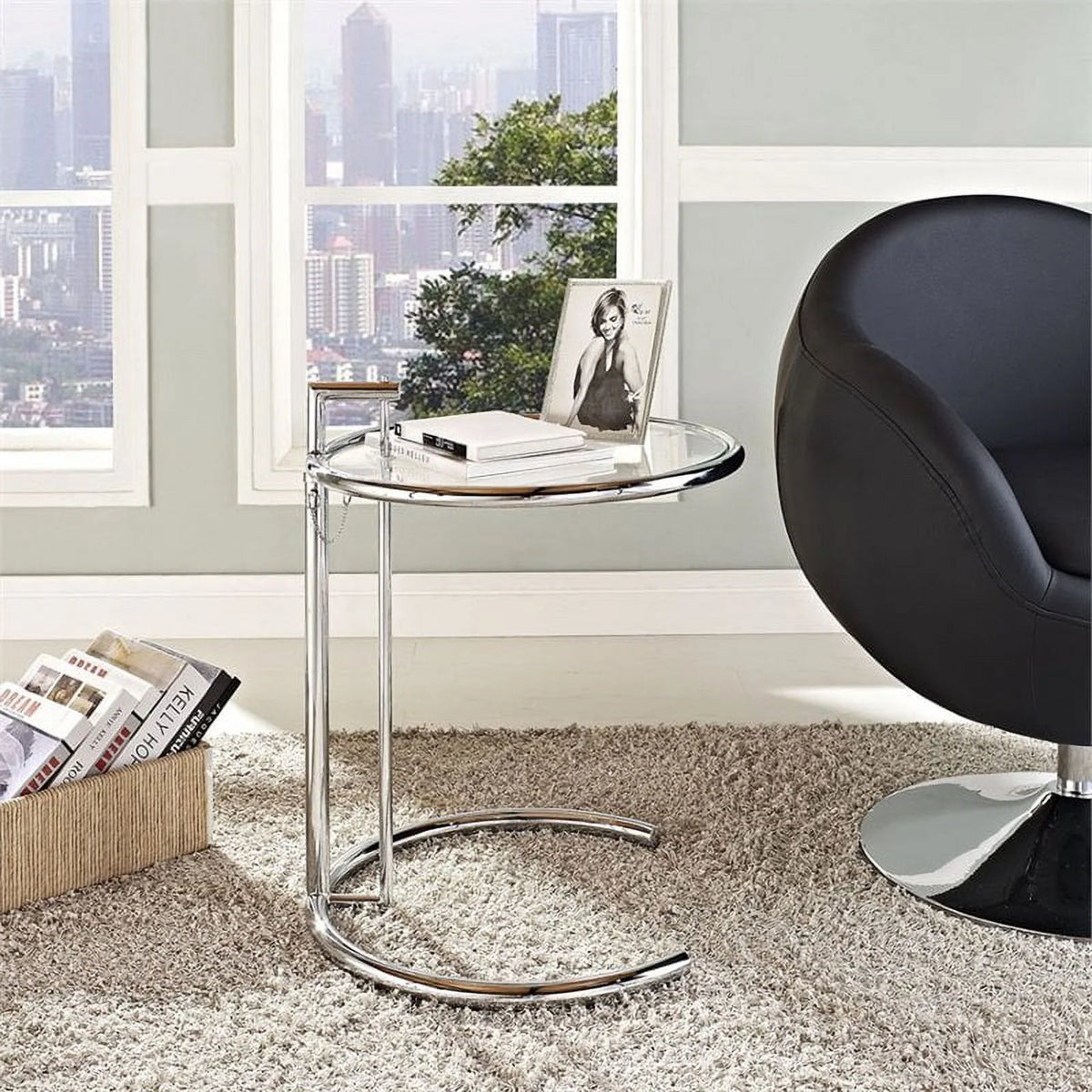 Adjustable Glass Top End Table Q5936