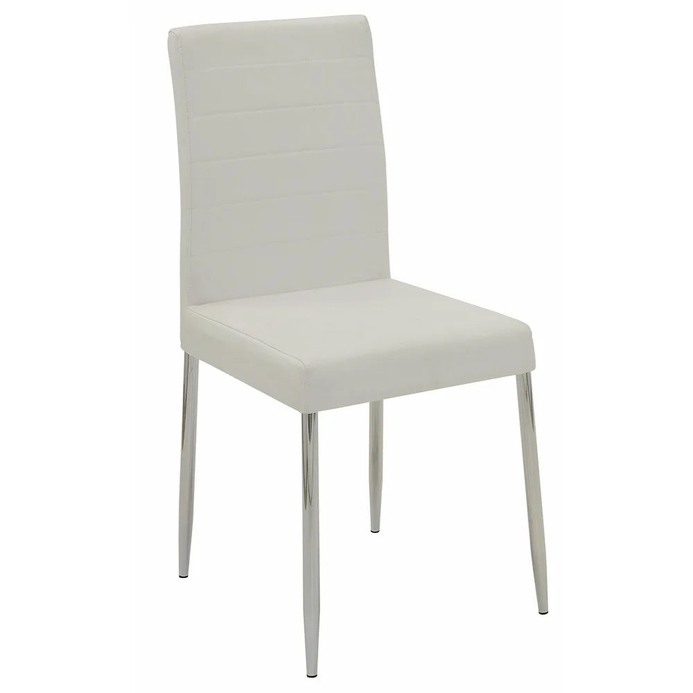 White and Chrome Dining Chairs with Vinyl Seat Cushion, Set of 4 M3971