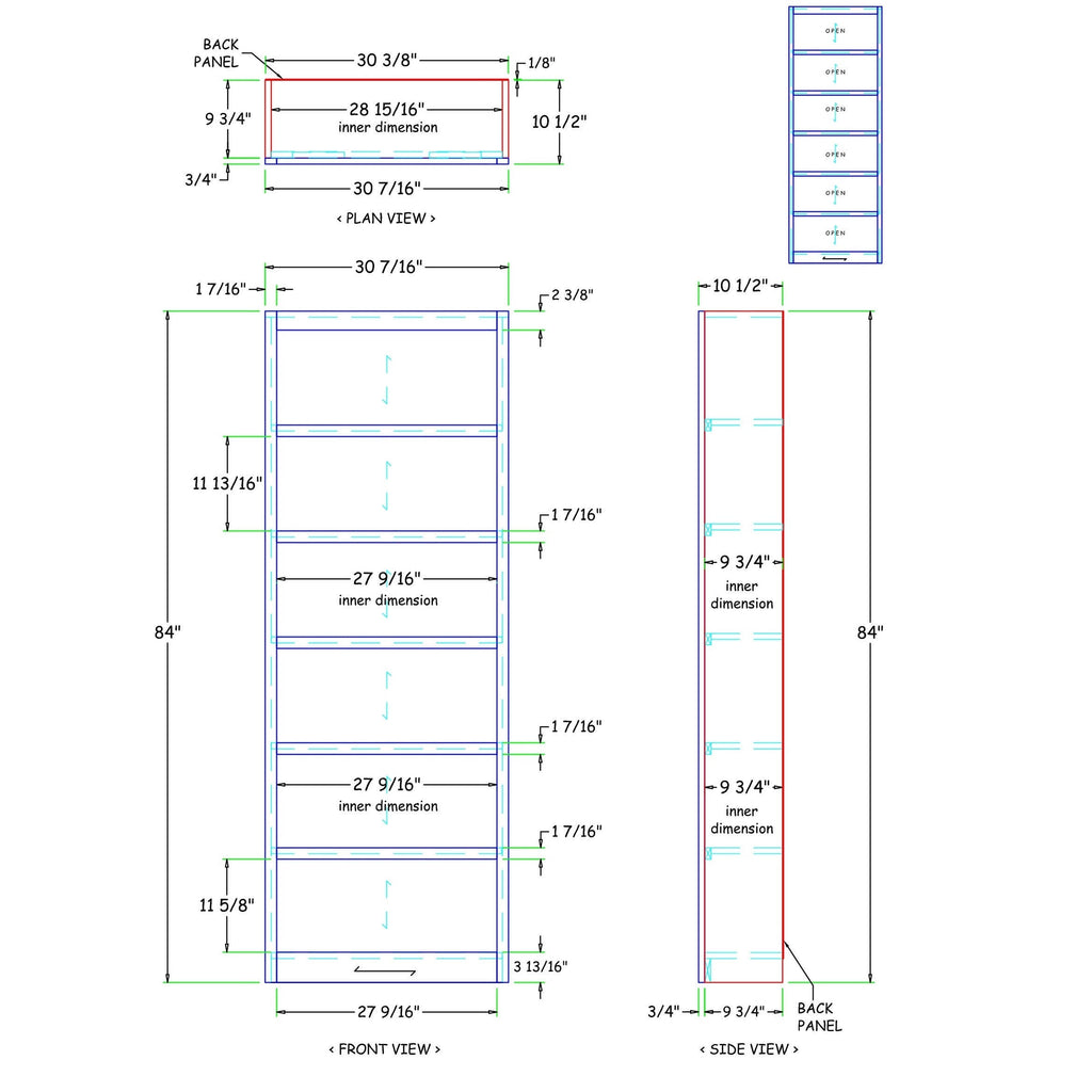 Cherry 6 Shelves Bookcase U622