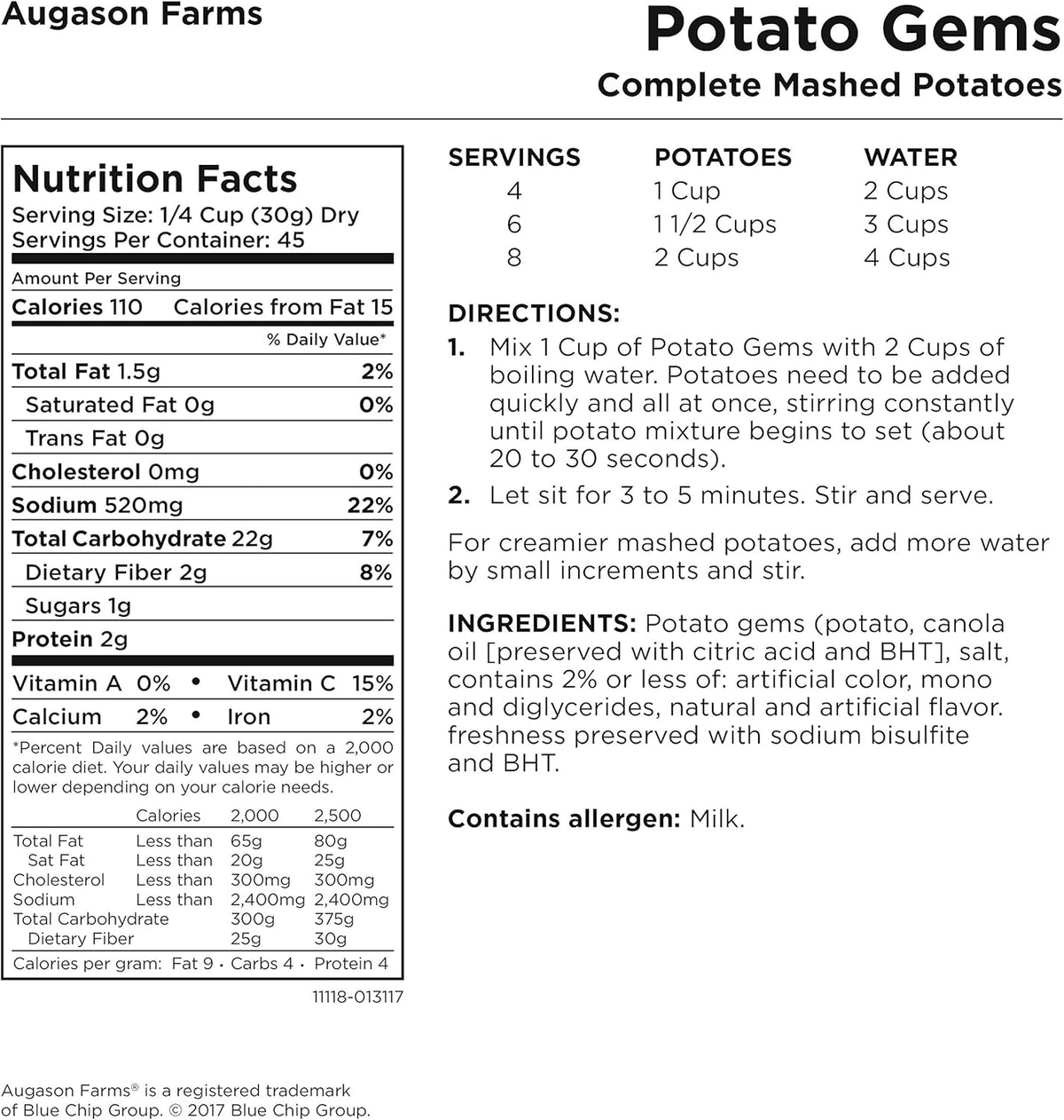 3 lbs Mashed Potatoes No. 10 Can F2145