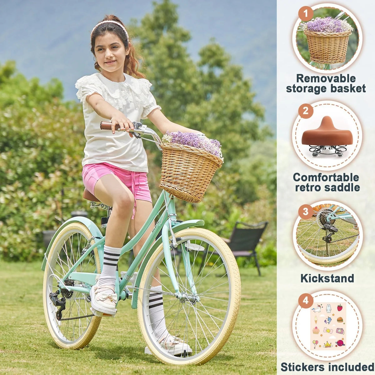 24 Girls Cruiser Bike 6-Speed Purple B7688