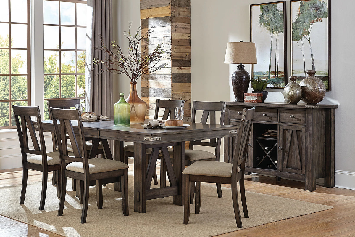 Brown 1pc Rubberwood Dining Table with Extension Leaf W5370